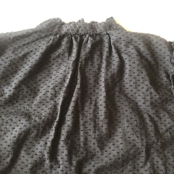 j crew Women’s Ruffle Trim V Neck Popover In Dote Semi Sheer Black Size XXS - Picture 6 of 6